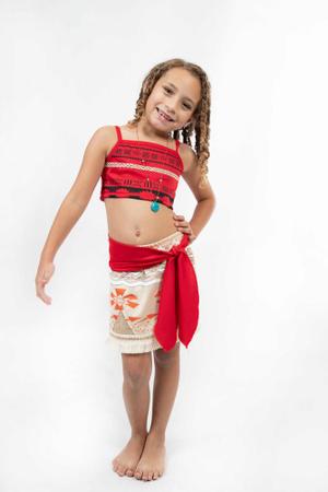 Fantasia Infantil Moana Com Colar Roupa Menina Carnaval