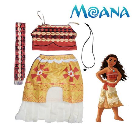 Fantasia Infantil Moana Com Top De Alça, Colar E Faixa