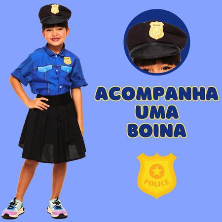 Imagem de Fantasia Infantil Menina Policial Kate Feita Em Poliéster Boina Blusa E Saia Crianças Fantasias Super