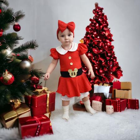 Imagem de Fantasia Infantil Menina Vestido Minnie Natal