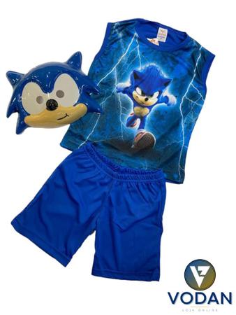 Fantasia Infantil Menino Sonic Com Máscara