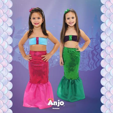 Fantasia de Sereia Infantil de Carnaval Ariel C/Tiara