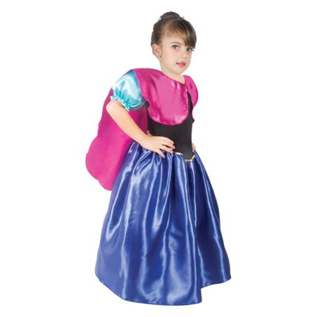 Fantasia Infantil Princesa Ana Anna Frozen Vestido Capa Tamanhos