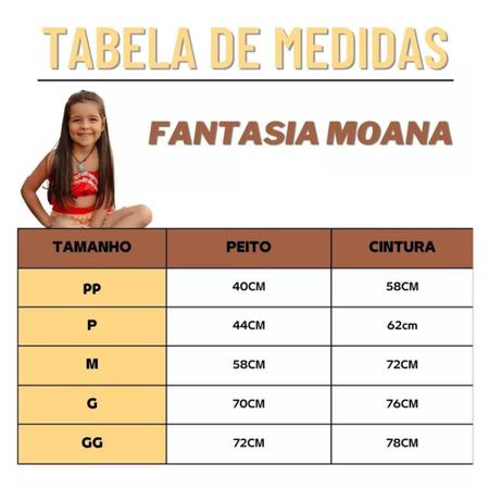Fantasia Moana Infantil com Colar 1 a 10 anos
