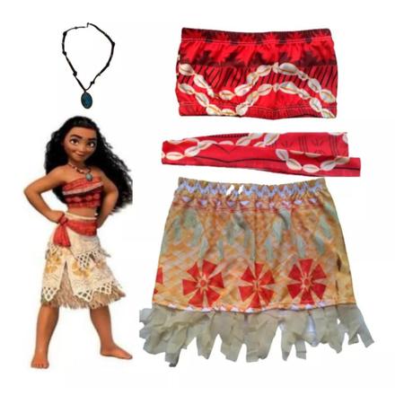 Imagem de Fantasia Infantil Princesas Índia moana top saia faixa colar do 2 ao 10 pronta entrega