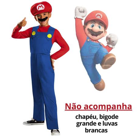 Imagem de Fantasia Infantil Roupa Super Mario Bros Meninos Macacão