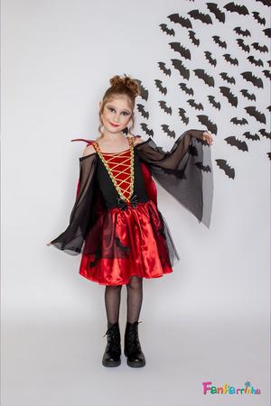 fantasia vampira infantil de luxo com capa removível para Halloween