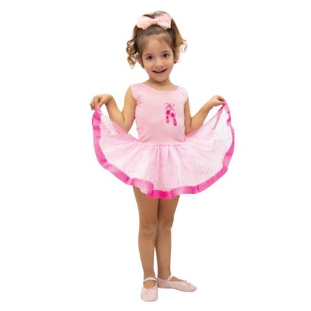 Imagem de Fantasia Infantil Vestido Bailarina Brilho Rosa