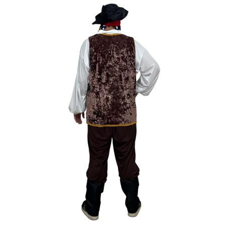 Fantasia De Pirata Masculino Adulto Cosplay Caribe Jack Luxo