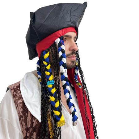 Fantasia Capitão Jack Sparrow Adulto Masculino Com Chapéu