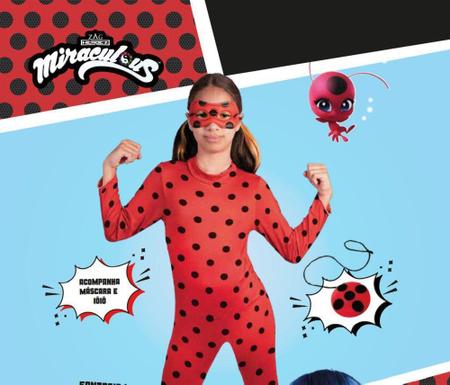 Imagem de Fantasia Ladybug Infantil Original Luxo com Máscara e Ioiô - Baby Brink