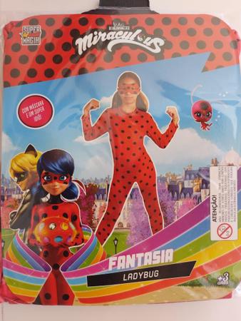 Imagem de Fantasia Ladybug Infantil Original Luxo com Máscara e Ioiô - Baby Brink