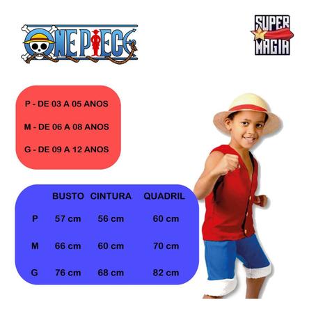 Fantasia One Piece Super Luffy Tamanhos M / G - 6 a 12 Anos - Traje Infantil  Com Chapéu Original Novabrink - Super Magia - Fantasias para Crianças -  Magazine Luiza