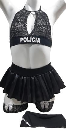 Imagem de Fantasia Luxo Policial Lingerie Feminina Adulto - Veste do 36 ao 44