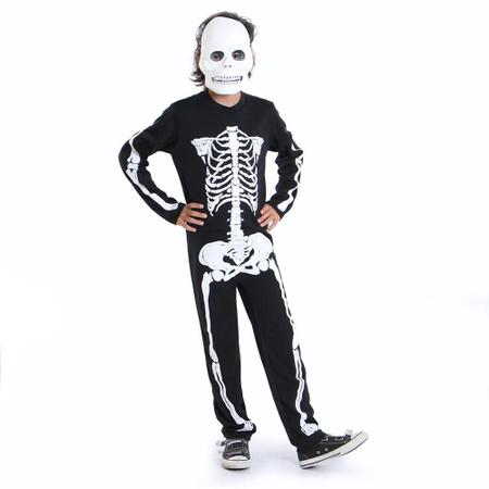 Fantasia Infantil Halloween Dia Das Bruxa Caveira Esqueleto