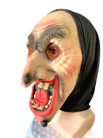 Fantasia Máscara Bruxa Assustadora c/ verruga boca aberta - Blook