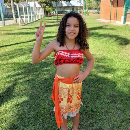 Fantasia Moana Infantil Menina Com Colar