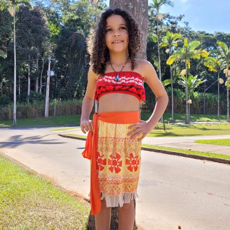 Fantasia Infantil Moana Com Colar Festa E Carnaval