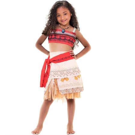Imagem de Fantasia Moana Infantil Vestido de Festa Aniversário Princesa Disney Oficial Clássica + Colar Moana