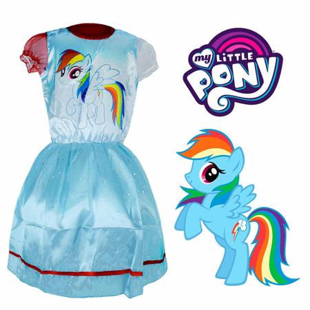 Fantasia My Little Pony Infantil Azul Vestido Equestria Girls