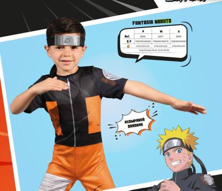 Fantasia Naruto Uzumaki Infantil Macacão Curto Com Bandana