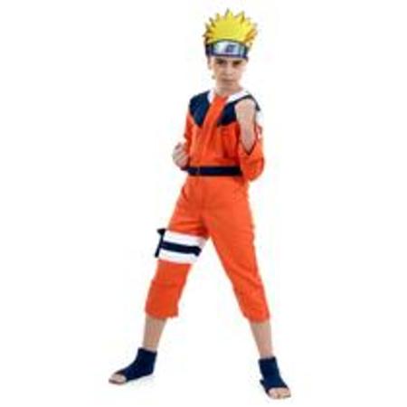 Fantasia Naruto Uzumaki Infantil Macacão Curto Com Bandana