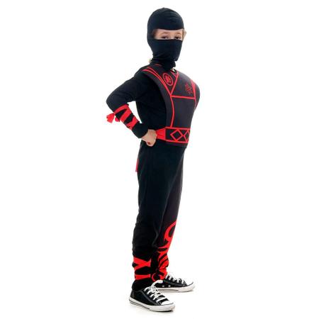 Fantasia Infantil Super Ninja Guerreiro Menino Lutador Luxo