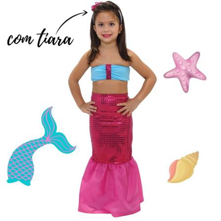 Fantasia Infantil Menina Sereia Top Calda E Tiara - Bom Preço Magazine