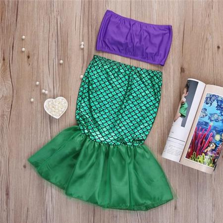 Imagem de Fantasia Pequena Sereia Ariel Vestido Cauda Princesa Disney 5-6 Anos