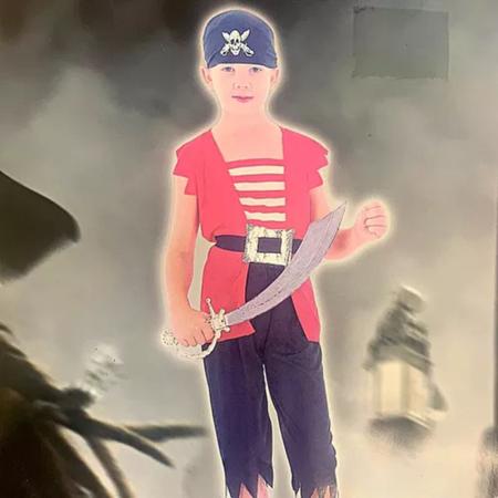 Fantasia Pirata Infantil Menino com Bandana 2 a 8 Anos Cosplay