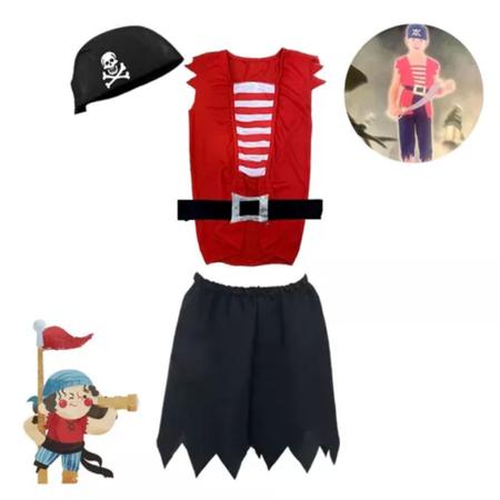 Fantasia Pirata Kidd Infantil com Bandana e Cinto - Extra Festas