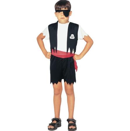 Fantasia Pirata Infantil Masculino Tapa Olho Camiseta Shorts