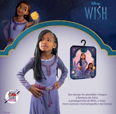 Imagem de Fantasia Princesa Asha Vestido Infantil Wish Disney P M G - Super Magia