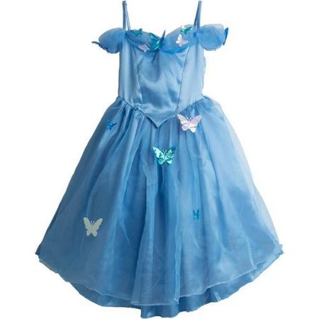 Vestido Infantil Fantasia Princesa Azul Cinderela Cristal