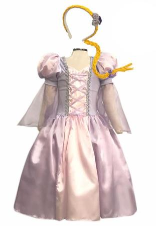 Imagem de Fantasia Princesa  Rapunzel Lillás com tiara de trança