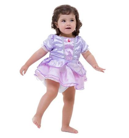 Vestido Princesinha Sofia Manga Princesa Menina Bebê Infantil