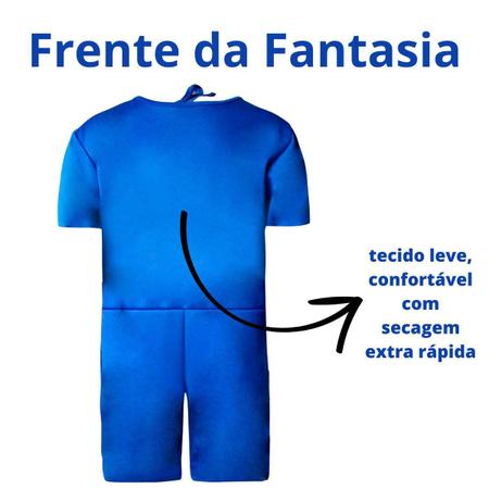 Fantasia Infantil Azul Babão C/ Gorro Roblox