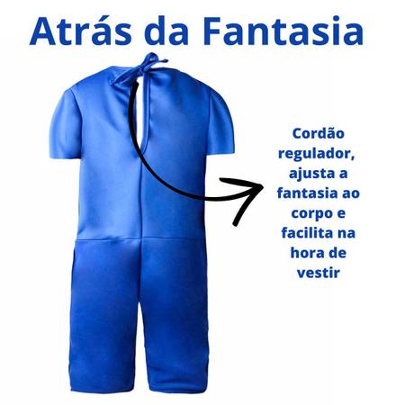 Fantasia Infantil Azul Babão C/ Gorro Roblox