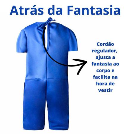 Fantasia Infantil Boneco Azul Babão Blue Roblox Com Máscara - G 9