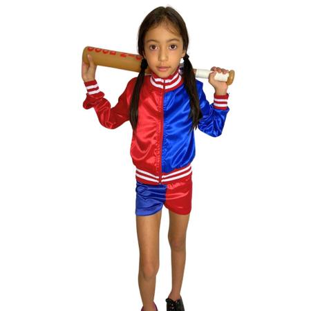 Conjunto Infantil Festa Harley Quinn Arlequina 6 a 10 Anos