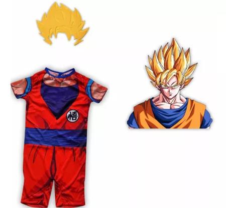 Fantasia Infantil Goku + Cabelo Super Sayajin Blue 1a10 Anos