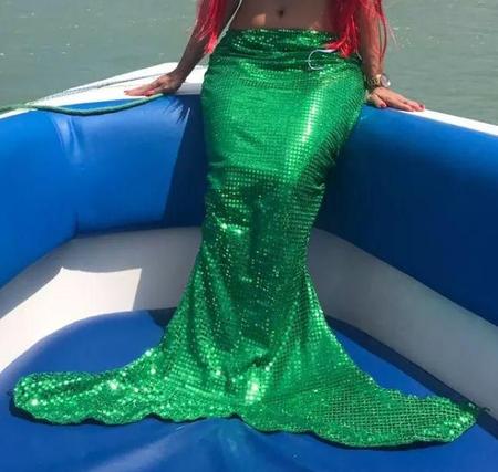 Fantasia Sereia Feminina Adulta Verde Roupa com Cauda e Top