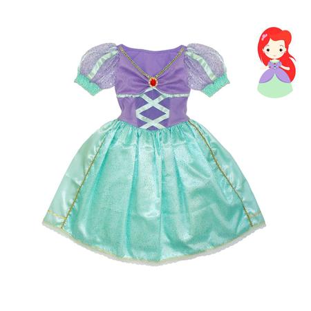 Fantasia Sereia Infantil Menina Vestido Ariel 2 a 12 Anos, Magalu Empresas