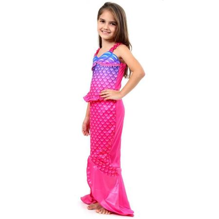 Fantasia Sereia Pink Infantil Vestido com Alças - Extra Festas