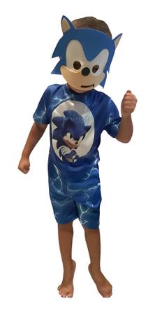 Fantasia Sonic Infantil Com Máscara dos 2 aos 12 anos - SGB modas