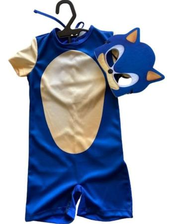 Fantasia Sonic Infantil Original Macacão Curto com Máscara - Global  Fantasias - Fantasias para Crianças - Magazine Luiza