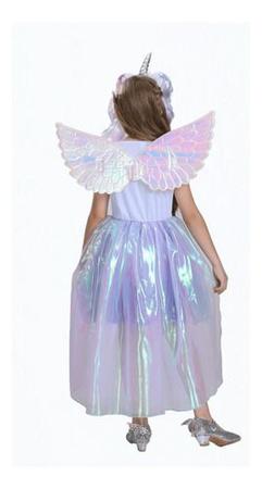 Imagem de Fantasia Uniconio Infantil Vestido Luxo Metalizada Tiara Asa