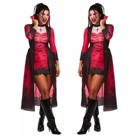 Fantasia Vampira Adulta Feminina de Halloween Luxuosa