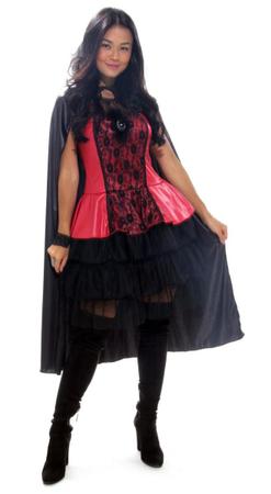 Fantasia Infantil Vampira Luxo Vestido Longo Halloween