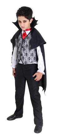 Fantasia Halloween Infantil Vampiro Luxo até o tamanho 10